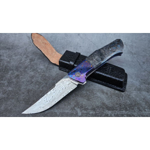 СОНЯЧНА ХВИЛЯ складаний ніж ручної роботи майстерня Androshchuk Knives, сталь Damascus, 63 HRC. Photo 2